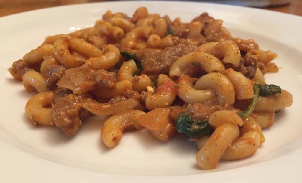 Greek-style lamb and pasta skillet (a from-scratch Hamburger Helper)